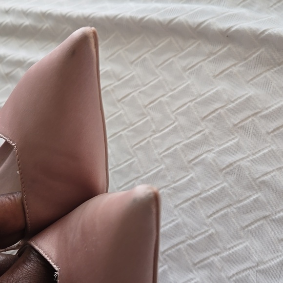 Zara Satin Pale Pink Slingback High Heels Minimalist Monochromatic Summer Shoes - Picture 4 of 12